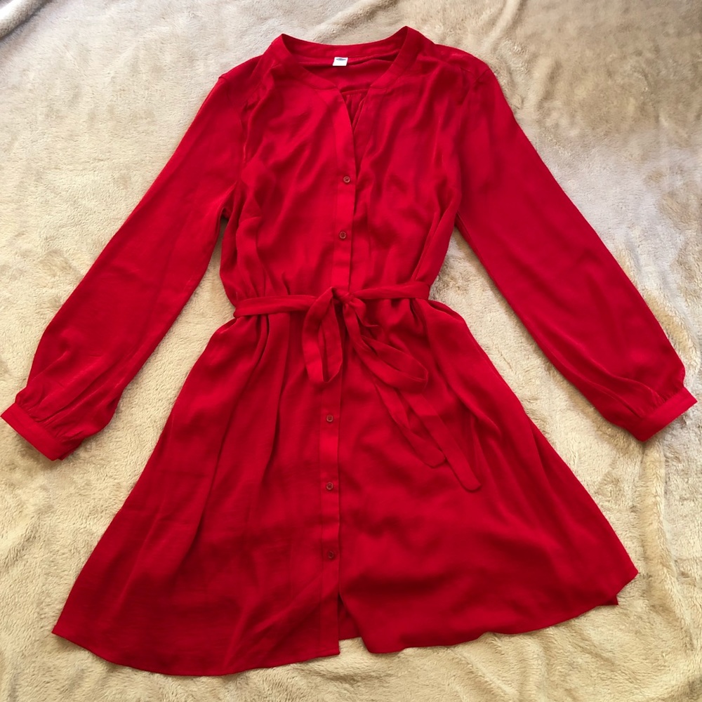 Old Navy Red Button Down Dress